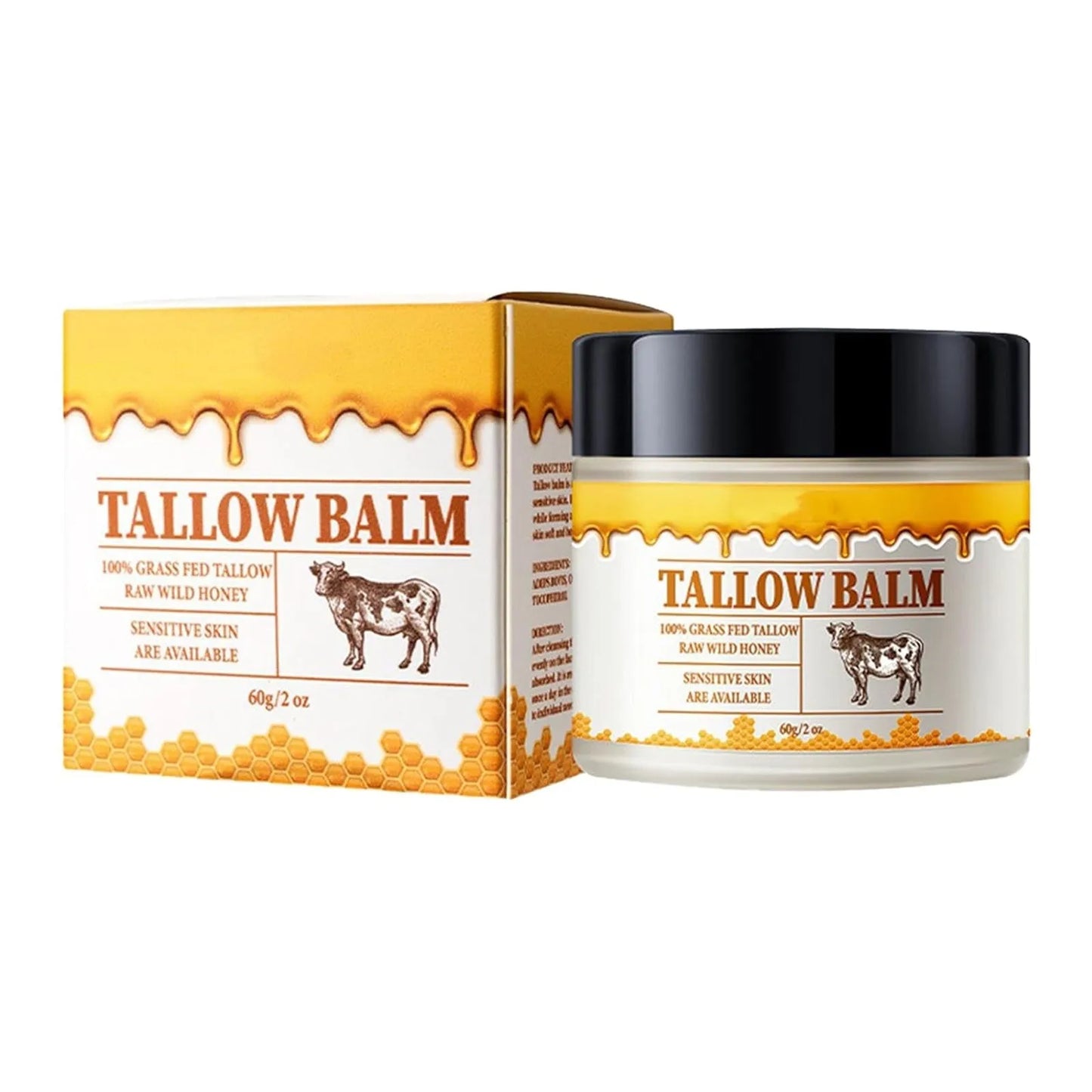 60G Beef Tallow Paste for Skin Care Beef Neck Balm Grass Fed Tallow Wild Honey Face and Body