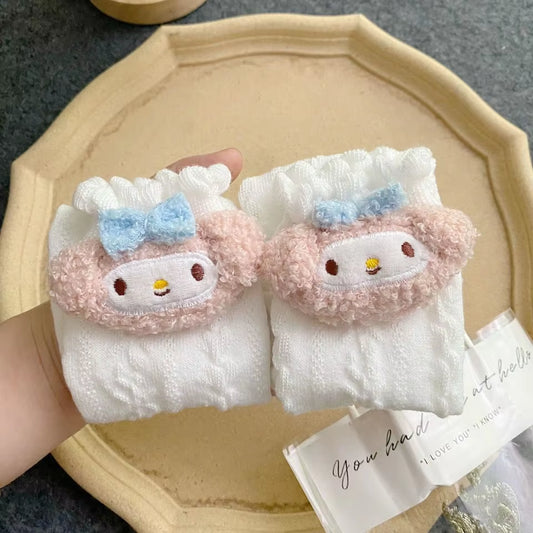 Anime Kawaii Hello Kitty Long Cotton Socks Cute My Melody Cinnamoroll Kuromi Socks Girls Socks Autumn Winter Warm Socks